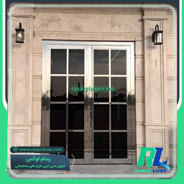 قیمت درب استیل دو لنگه نقره ای