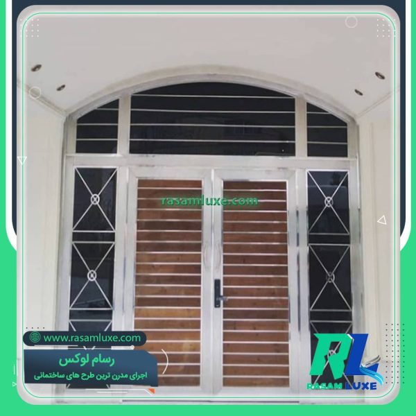 قیمت درب استیل و چوب ورودی لابی عمارت