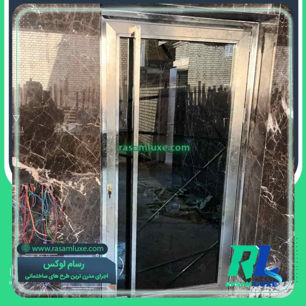 قیمت درب استیل شیشه ای ورودی لابی ساختمان تک لنگه