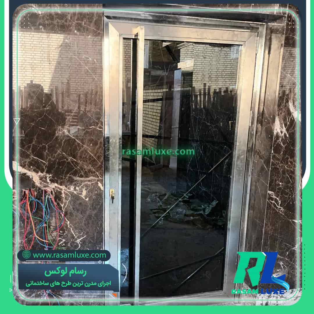 قیمت درب استیل شیشه ای ورودی لابی ساختمان تک لنگه