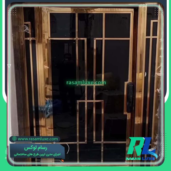 درب استیل طلایی دولنگه ورودی مغازه کرج