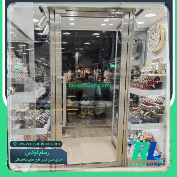 قیمت درب استیل نقره ای ورودی فروشگاه تهران