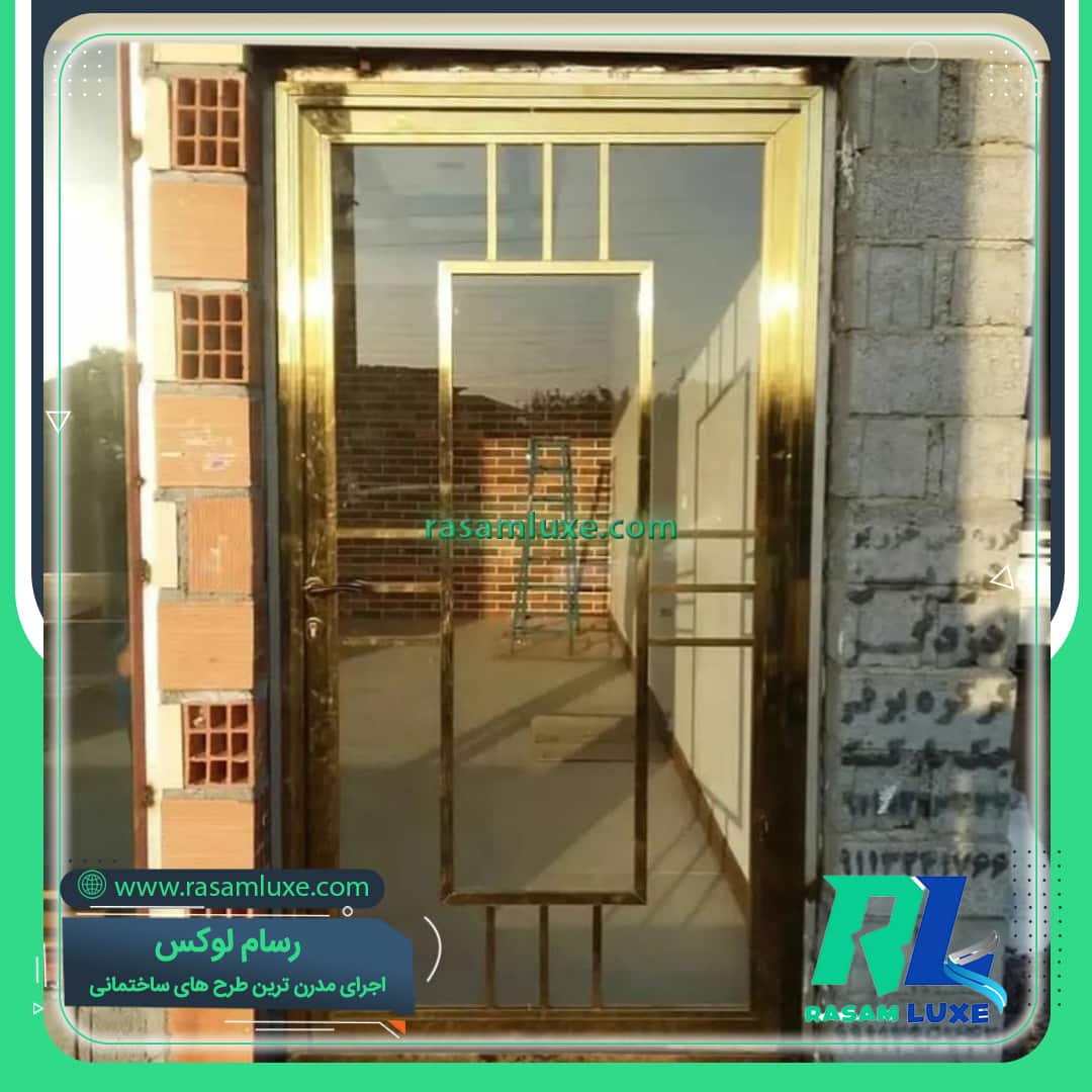 قیمت درب استیل طلای یک لنگه ورودی مغازه