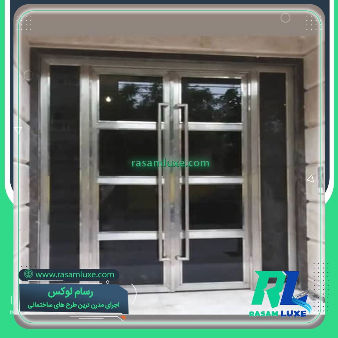 قیمت درب استیل دو لنگه با دو کتیبه