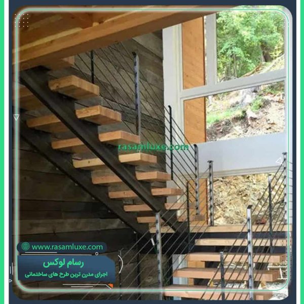 اجرای راه پله نرده سیمی فولادی