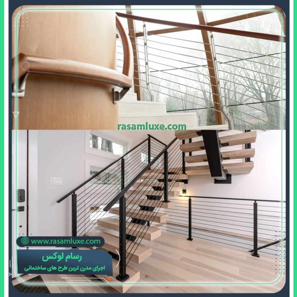 نصب راه پله اکسپوز نرده کابلی فولادی