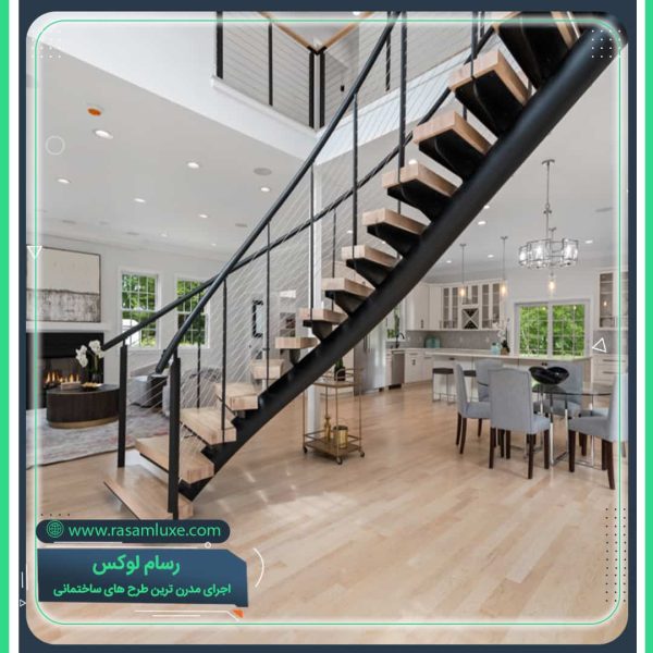 ساخت پله دوبلکس چوبی آهنی