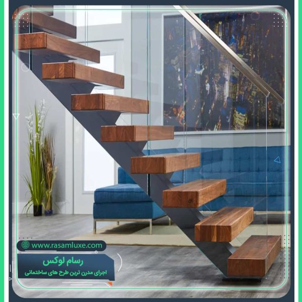 راه پله دوبلکس نرده شیشه