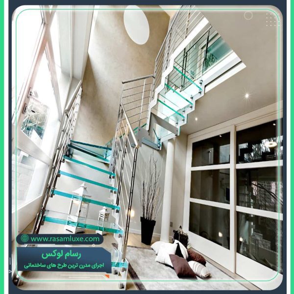 ساخت راه پله دوبلکس شیشه ای لوکس
