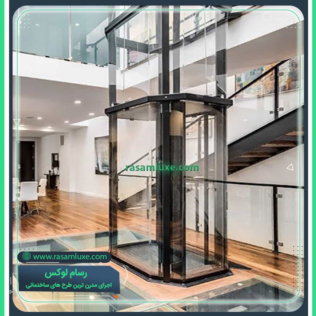 نصب آسانسور خانگی شیشه ای کوچک
