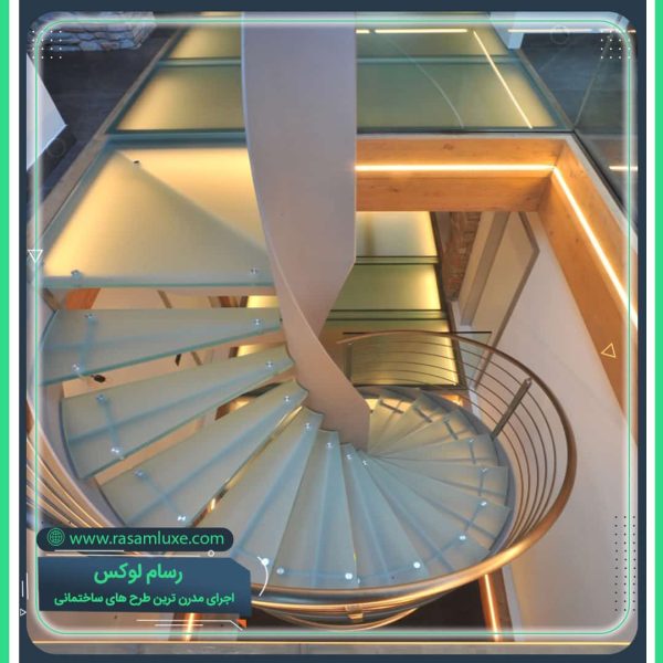 نصب راه پله پیج کف شیشه ای معازه تهران