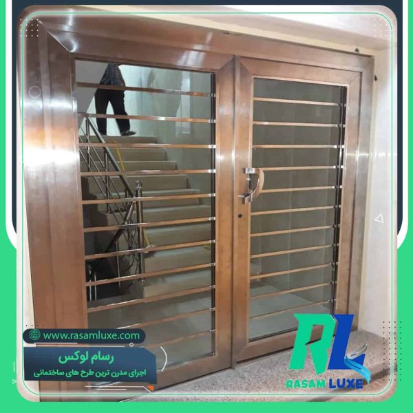 ساخت درب استیل دو لنگه ورودی کیش