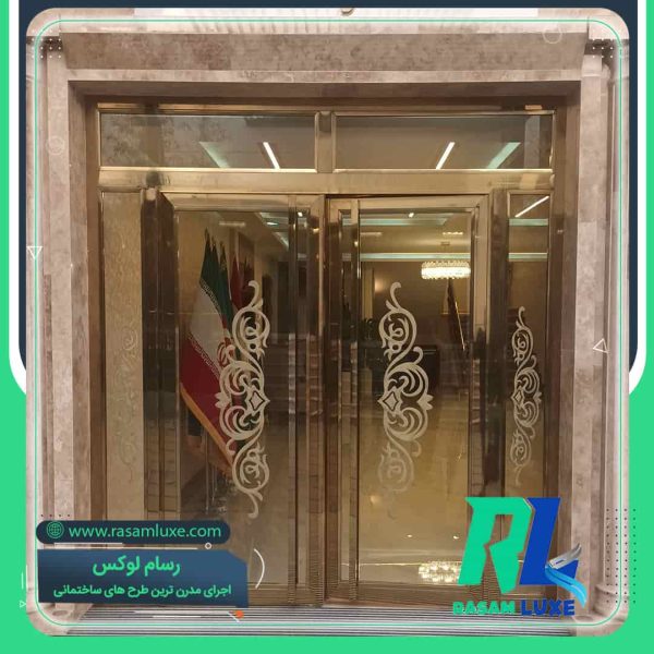 ساخت درب استیل طلایی هتل رستوران